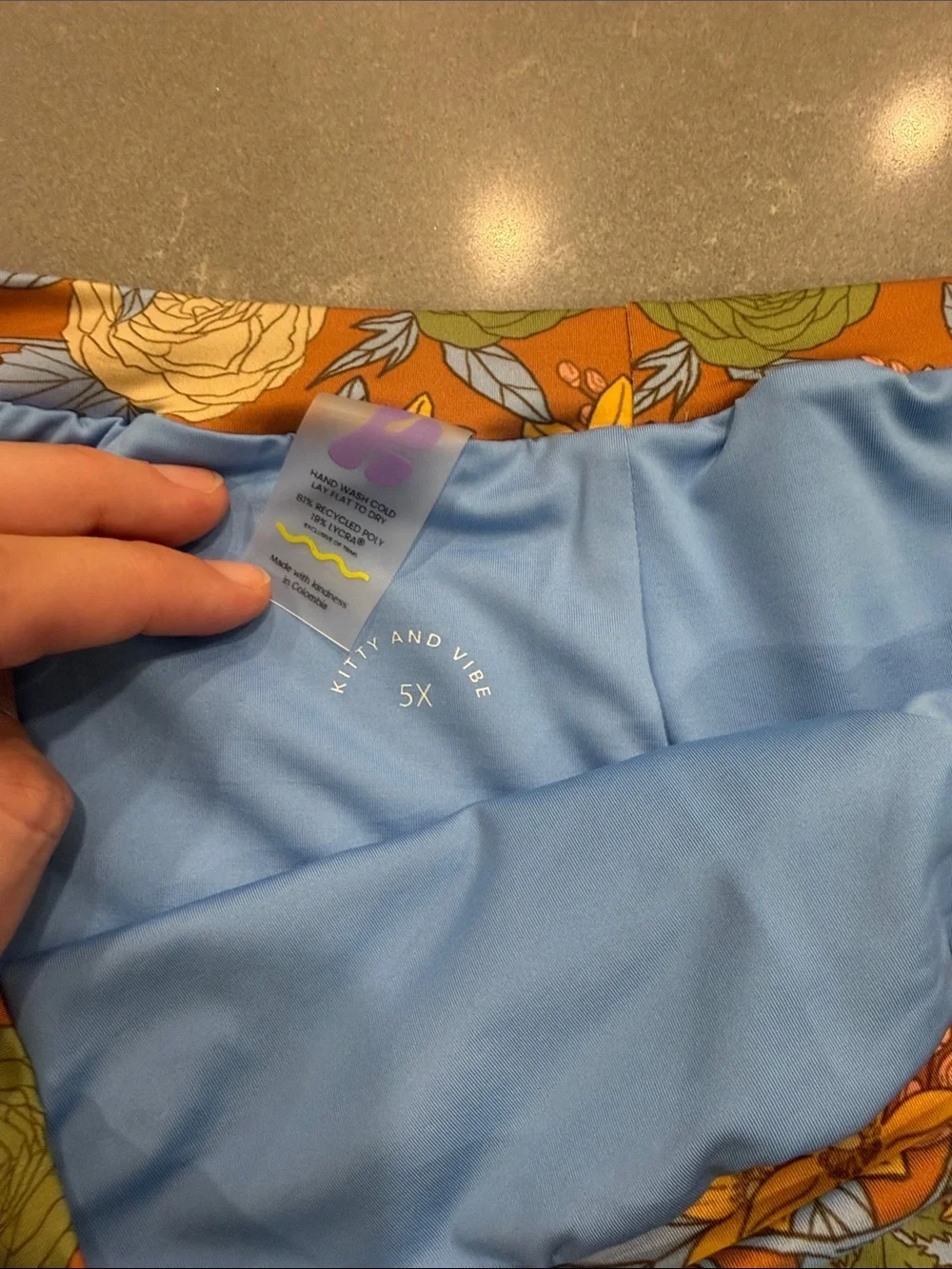 Kite + Vibe Women's Light Blue Floral High-Waist Swim Bottoms